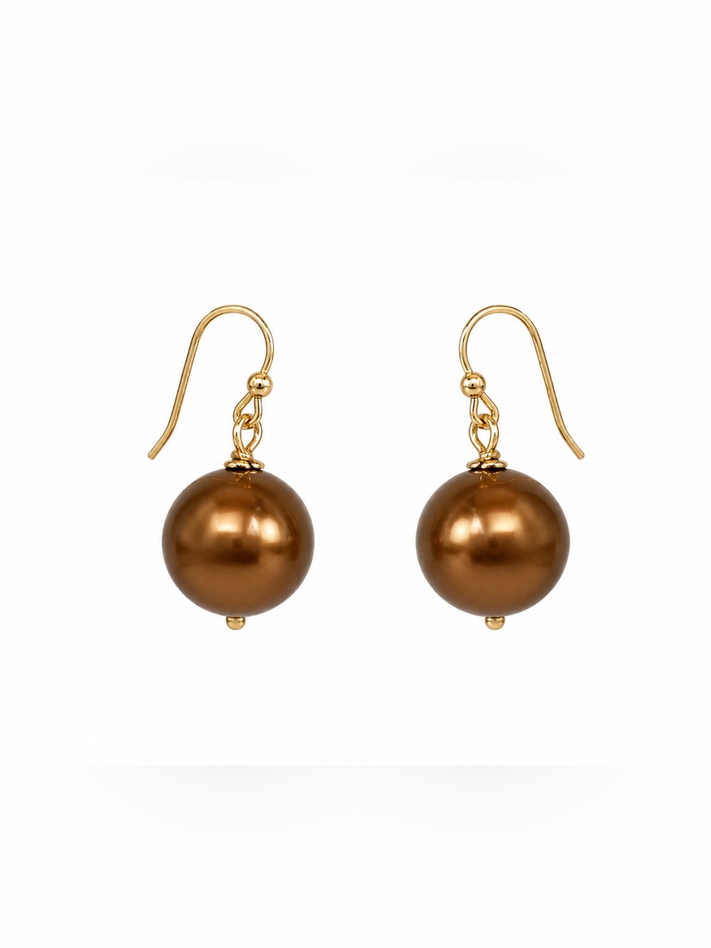 TGF 14KT Gold Pearl Dangle Drop Earrings Elegant Classic Jewelry